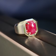  Nhẫn Nam Vàng 14k Đá Ruby Cabochon 73.11ct